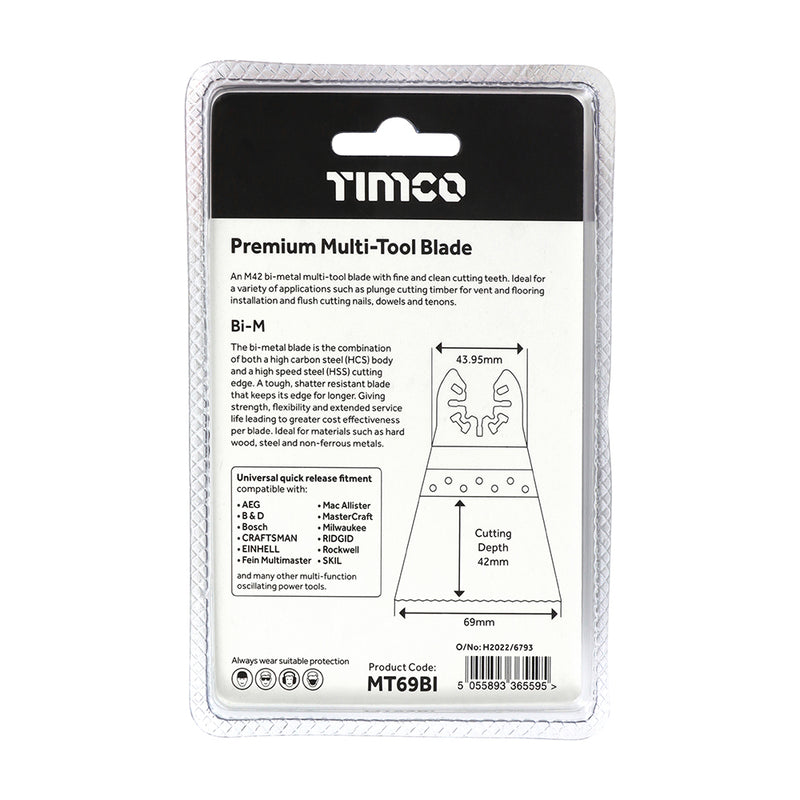 TIMCO Multi-Tool Fine Cut Blade For Wood/Metal Bi-Metal — Blister Pack