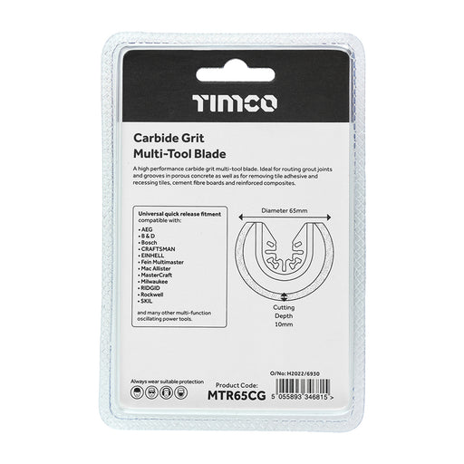 TIMCO Multi-Tool Radial Blade For Tiles Diamond Carbide Grit Carbon Steel