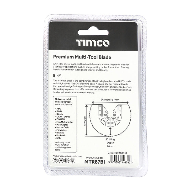 TIMCO Multi-Tool Radial Blade For Wood / Metal Bi-Metal