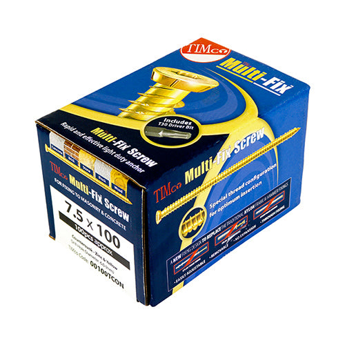 TIMCO Concrete Screws Flat Countersunk Gold — Box