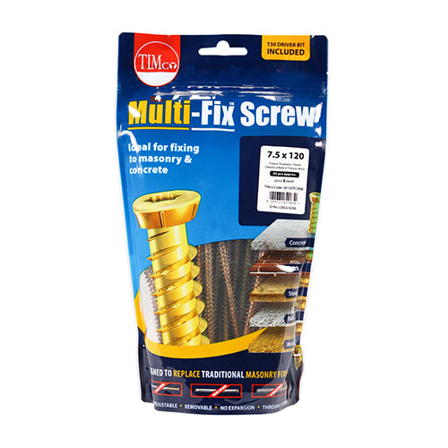 TIMCO Concrete Screws Flat Countersunk Gold — Bag