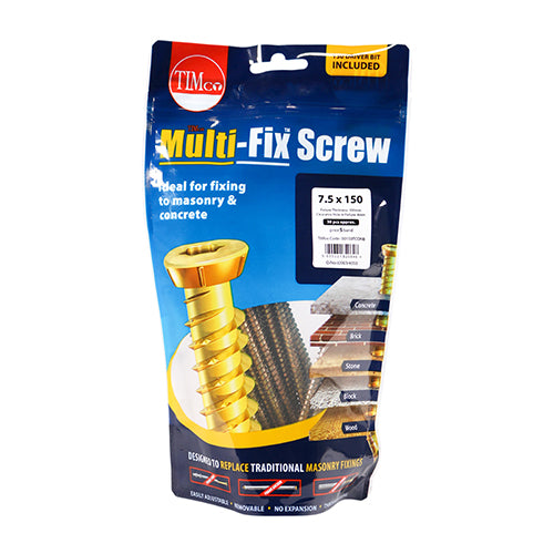 TIMCO Concrete Screws Flat Countersunk Gold — Bag