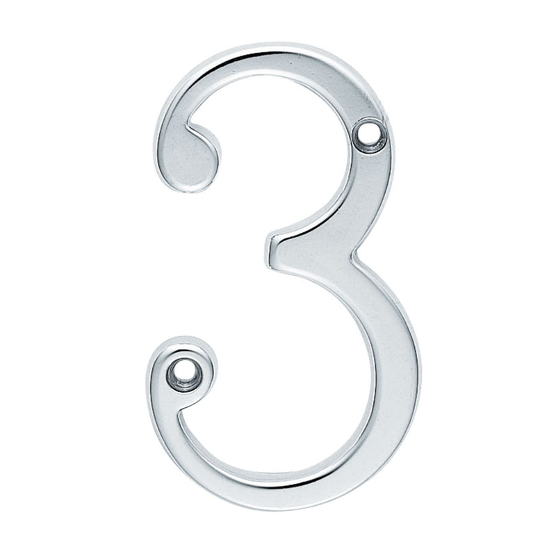Numeral Face Fix (No.3) - Satin Chrome 76MM