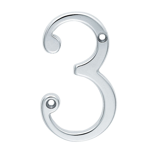 Numeral Face Fix (No.3) - Satin Chrome 76MM