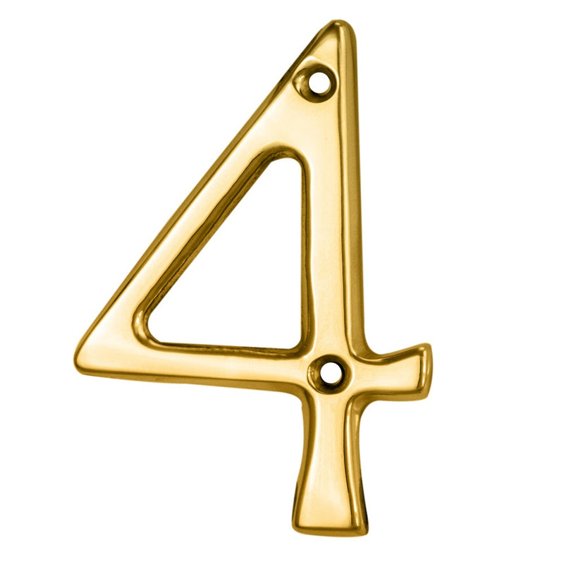 Numeral Face Fix (No.4) - Polished Brass 76MM