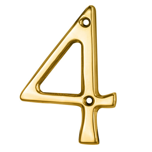 Numeral Face Fix (No.4) - Polished Brass 76MM
