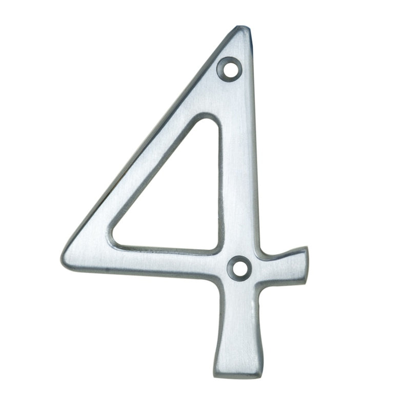 Numeral Face Fix (No.4) - Satin Chrome 76MM
