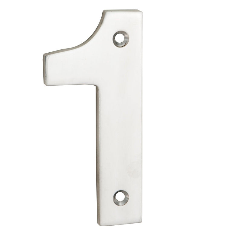 100 X 46 X 5Mm - Number 1 - Face Fix - Bright Stainless Steel