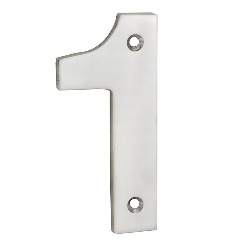 100 X 46 X 5Mm - Number 1 - Face Fix - Satin Stainless Steel