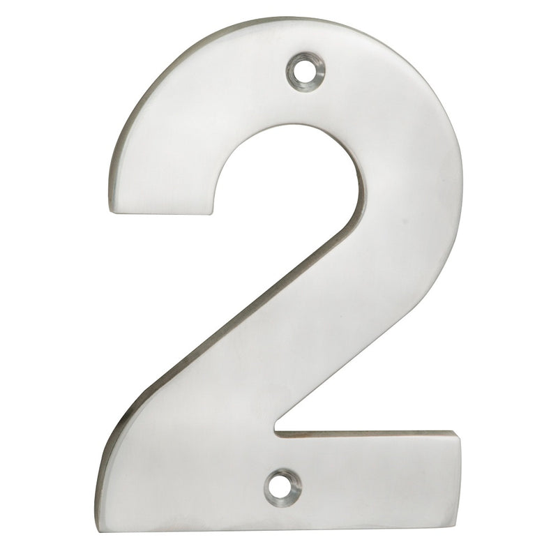 100 X 69 X 5Mm - Number 2 - Face Fix - Satin Stainless Steel