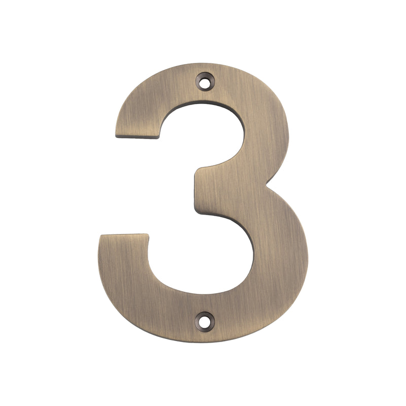 100 X 74 X 5Mm - Number 3 - Face Fix - Antique Brass