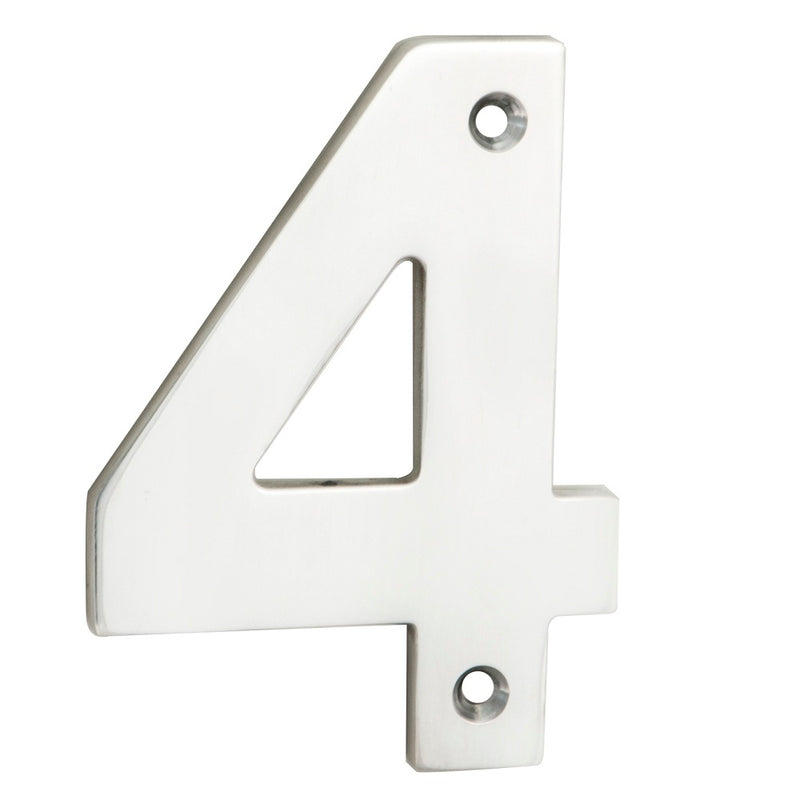 100 X 74 X 5Mm - Number 4 - Face Fix - Bright Stainless Steel