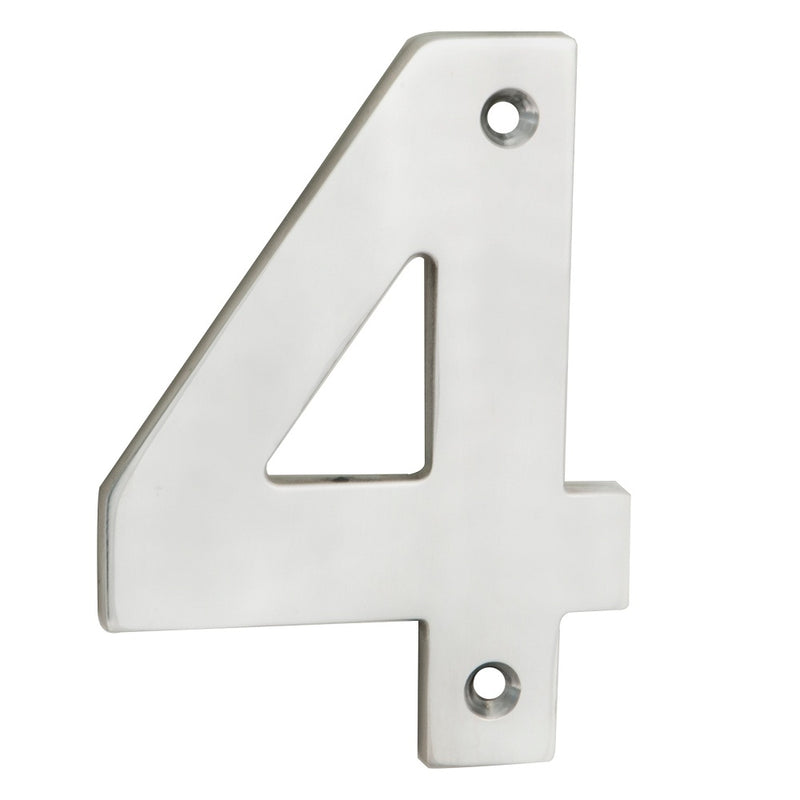 100 X 74 X 5Mm - Number 4 - Face Fix - Satin Stainless Steel