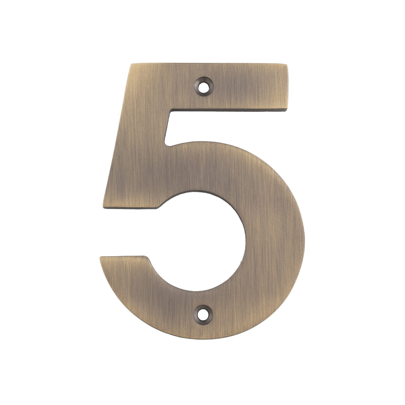 100 X 73 X 5Mm - Number 5 - Face Fix - Antique Brass