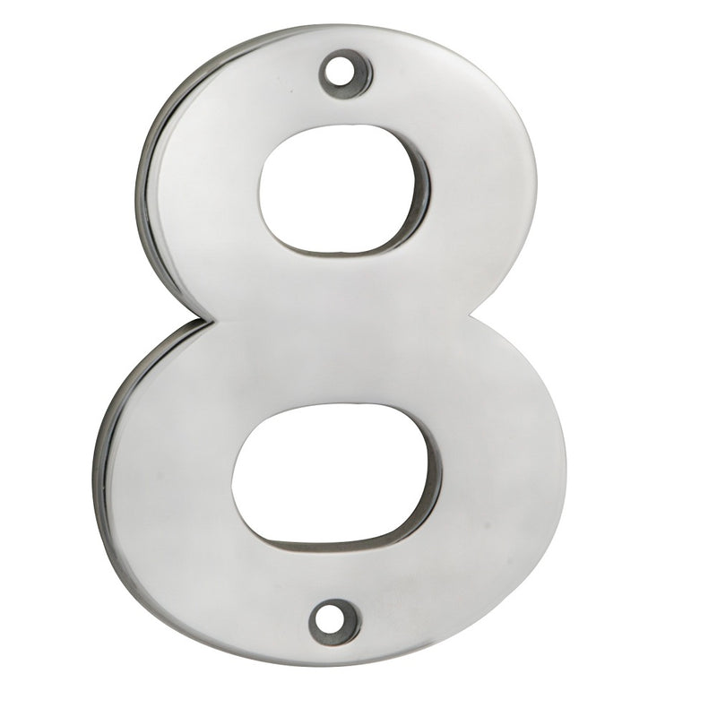100 X 72 X 5Mm - Number 8 - Face Fix - Satin Stainless Steel