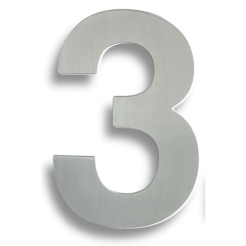 178 X 120 X 2Mm - Number 3 - Concealed Fix - Satin Stainless Steel
