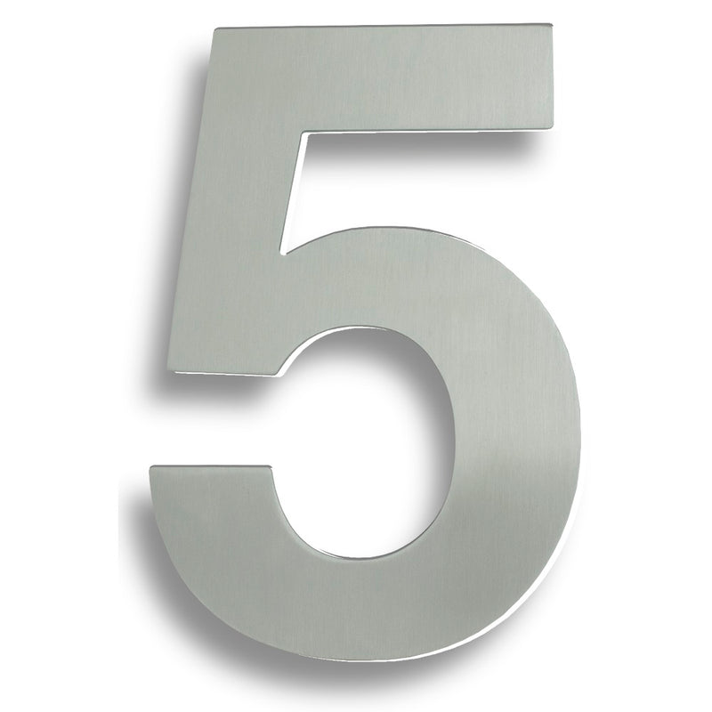178 X 120 X 2Mm - Number 5 - Concealed Fix - Satin Stainless Steel