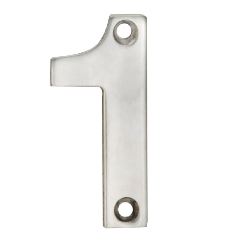 50 X 23 X 2Mm - Number 1 - Face Fix - Satin Stainless Steel