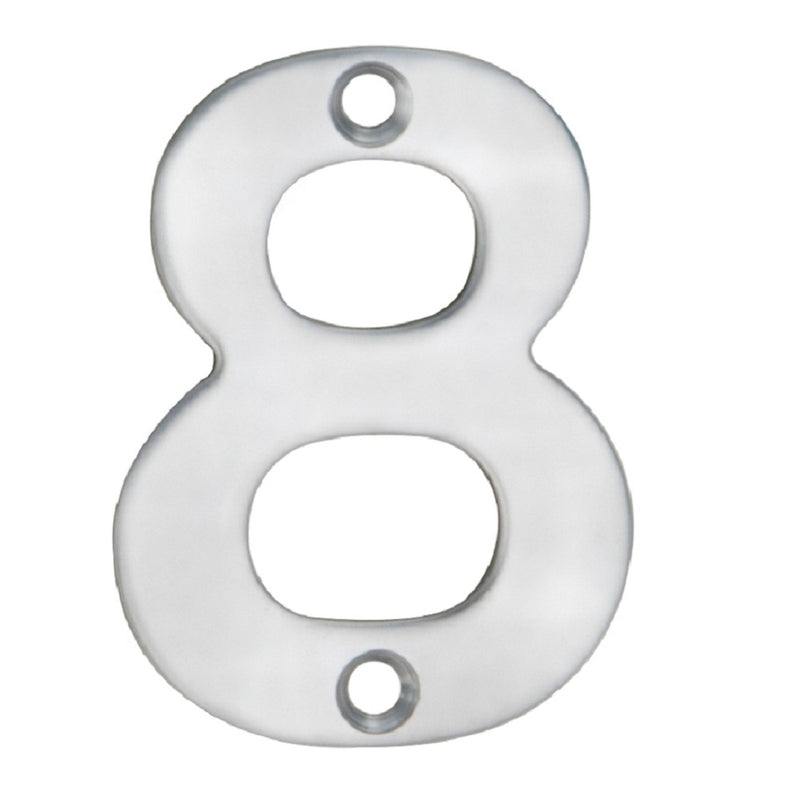 50 X 32 X 2Mm - Number 8 - Face Fix - Satin Stainless Steel