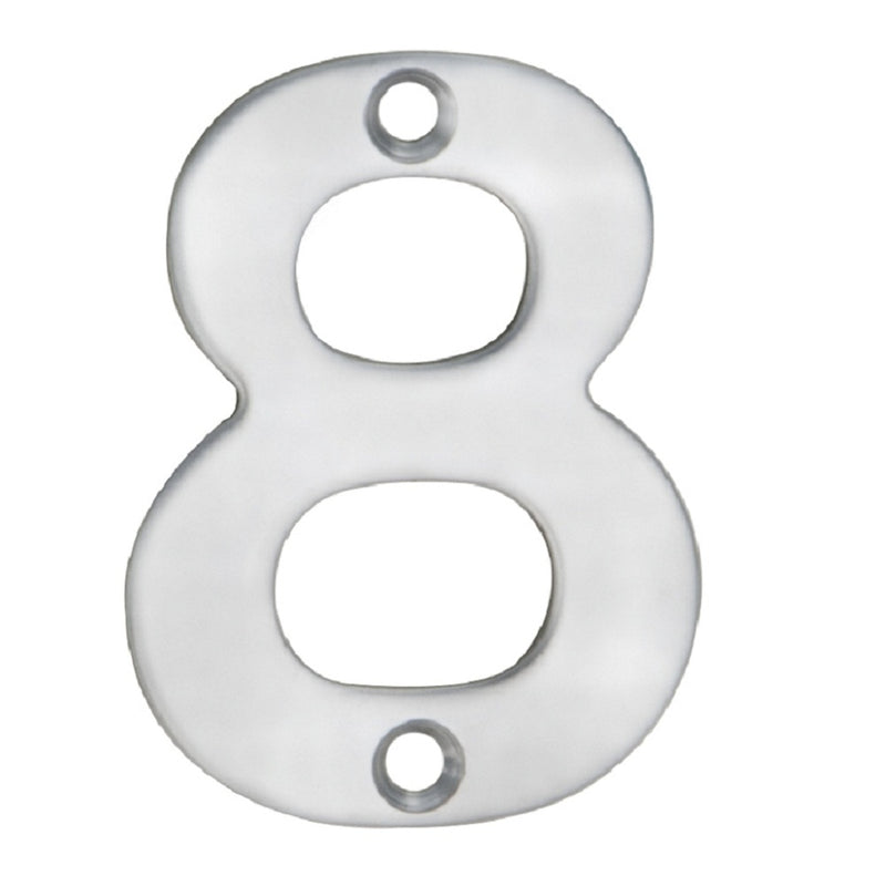 50 X 32 X 2Mm - Number 8 - Face Fix - Satin Stainless Steel