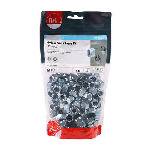 TIMCO Nylon Insert Nuts Type P DIN982 Silver — Bag