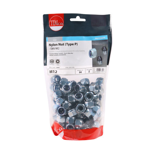 TIMCO Nylon Insert Nuts Type P DIN982 Silver — Bag