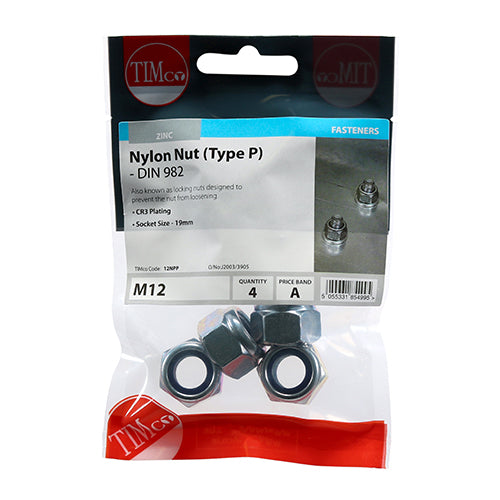 TIMCO Nylon Insert Nuts Type P DIN982 Silver — Trade Pack