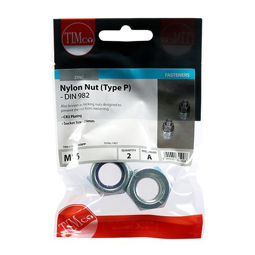TIMCO Nylon Insert Nuts Type P DIN982 Silver — Trade Pack
