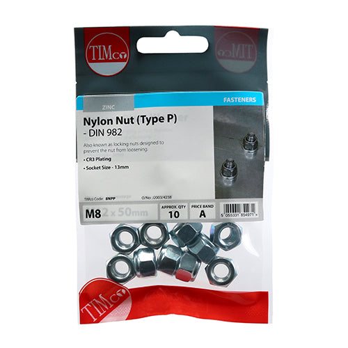 TIMCO Nylon Insert Nuts Type P DIN982 Silver — Trade Pack