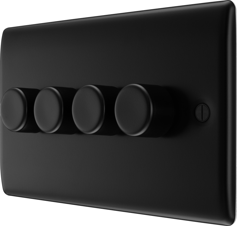 BG Electrical Nexus Metal Matt Black - Quadruple 2 way push 200W
