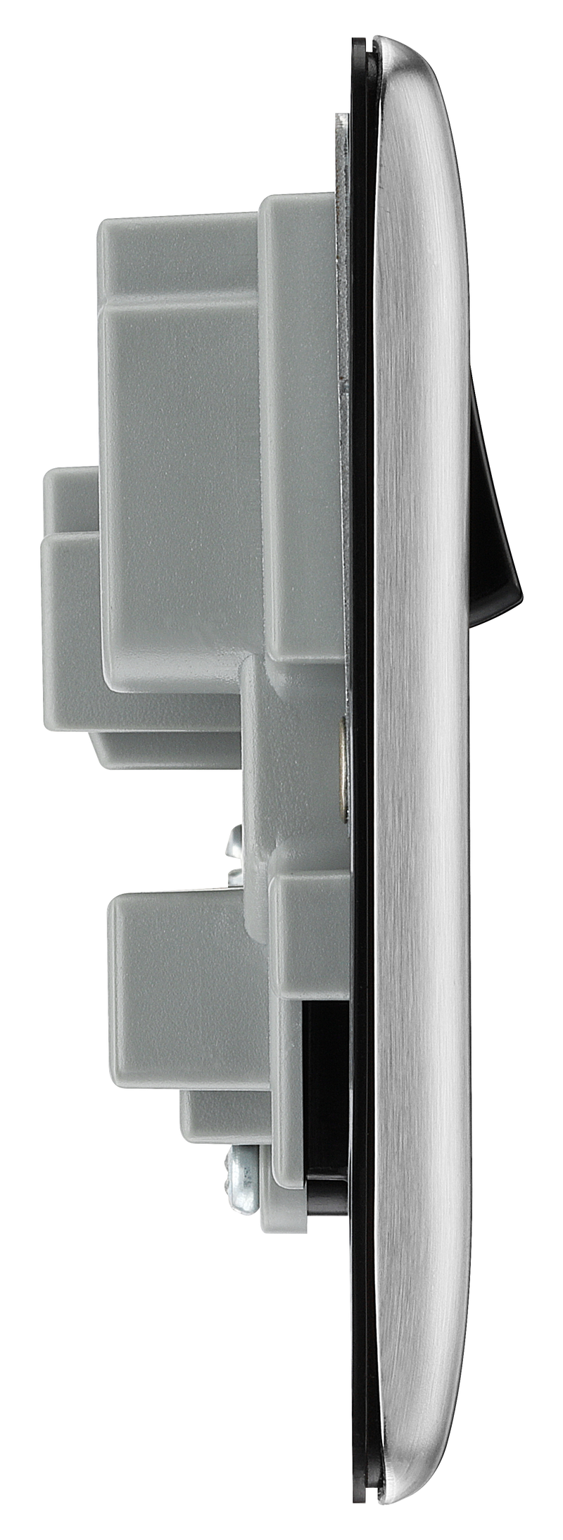 BG Electrical Nexus Metal Brushed Steel - Double, switched, double pole, outboard rockers