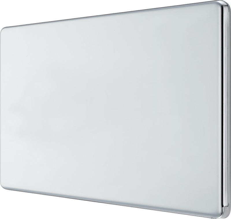 BG Electrical Flatplate Screwless Polished Chrome - Double, blank plate