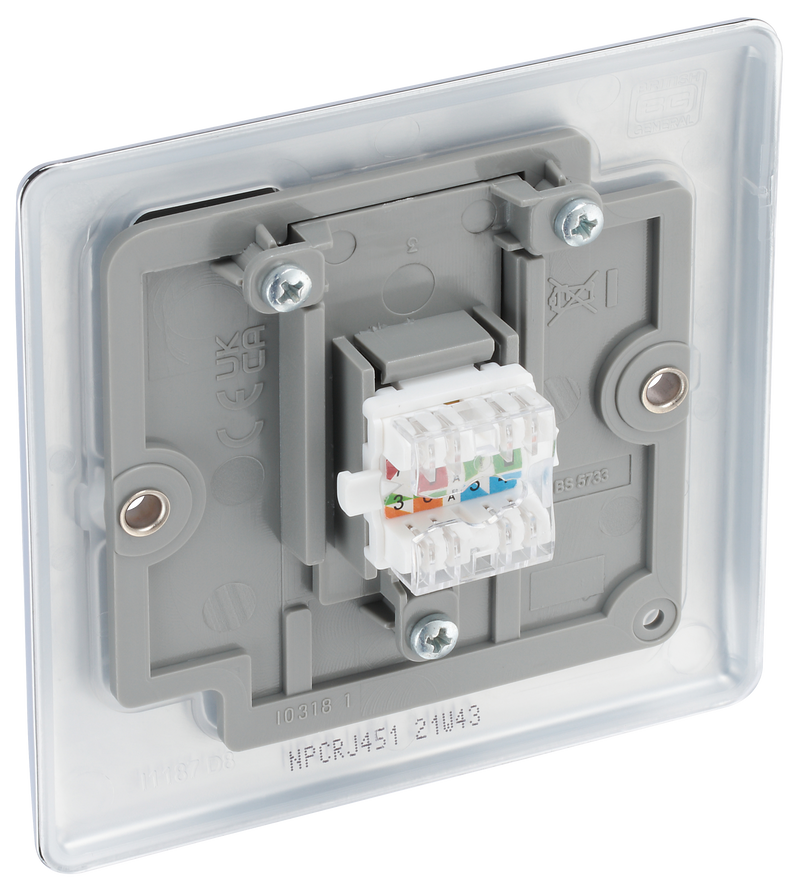 BG Electrical Nexus Metal Polished Chrome - Single, RJ45 data socket