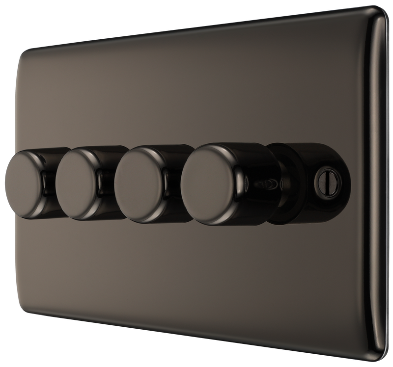 BG Electrical Nexus Metal Black Nickel - Quadruple, 2 way push 200W