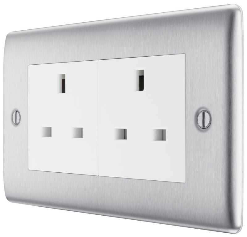 BG Electrical Nexus Metal Brushed Steel - Double, unswitched