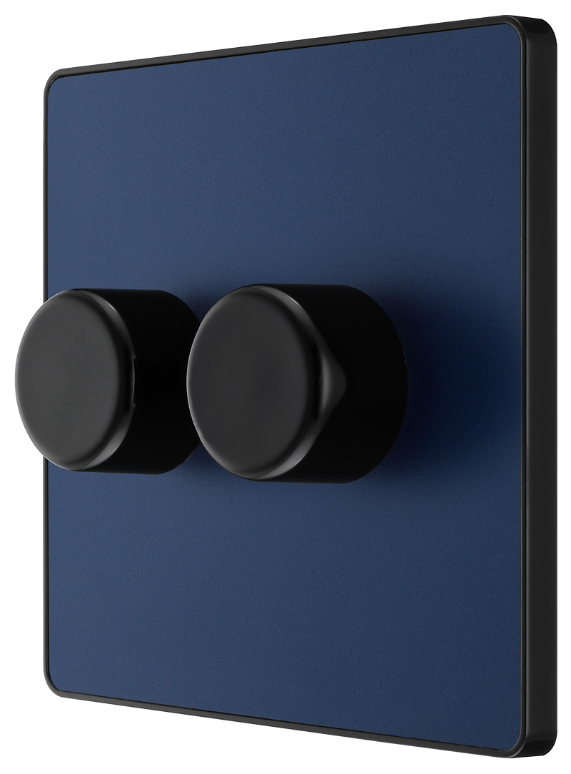 BG Electrical Evolve Matt Blue - Double, 2 way push 200W