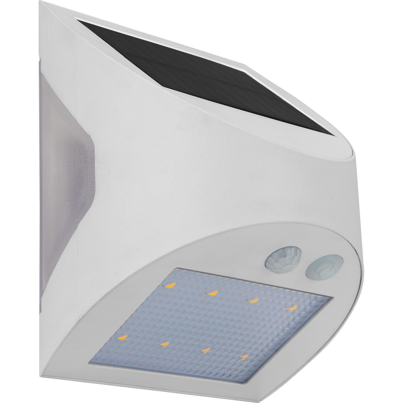 Luceco Prysm Wall Light - Prysm Decorative Outdoor Solar Wall Light with PIR Motion Sensor and USB Charging Port, LED Exterior Lighting, White, IP54, 3W, 300lm, 4000K