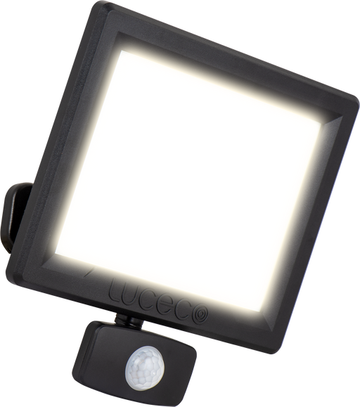 Luceco Essence Floodlight with ball joint 50W black 4000k colour temp with PIR - Pack of 1