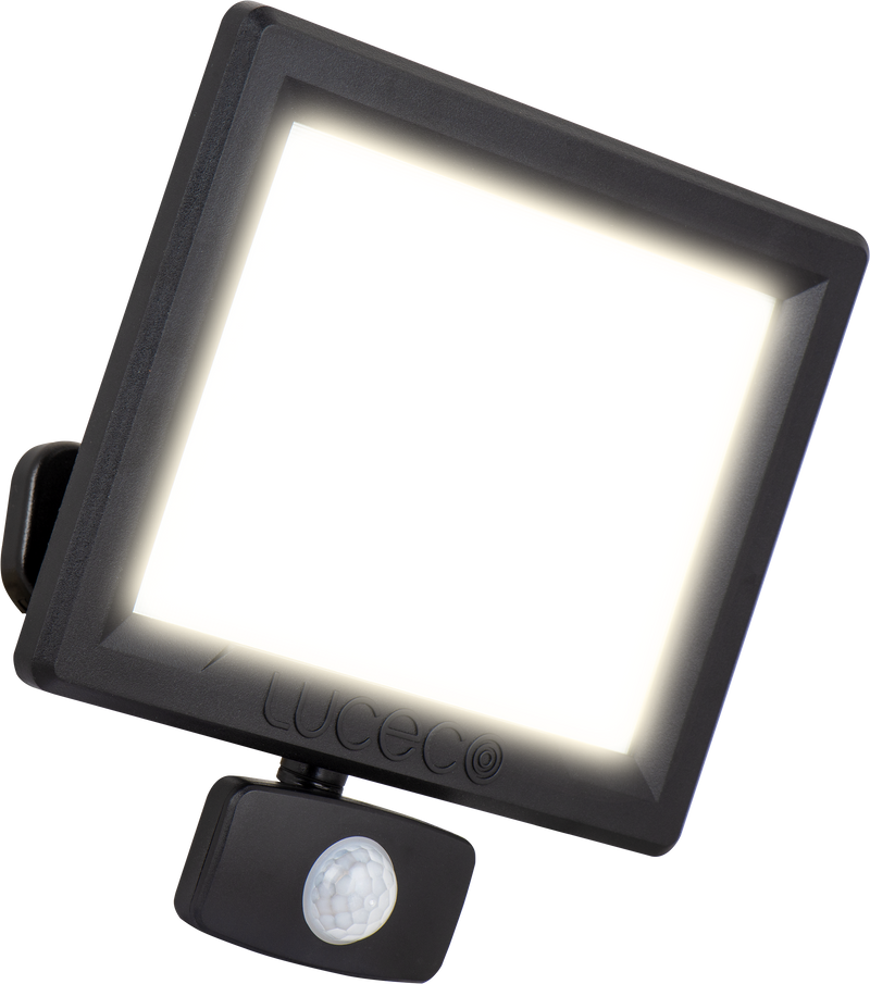 Luceco Essence Floodlight - Essence floodlight with ball joint 50W black 4000k colour temp with PIR