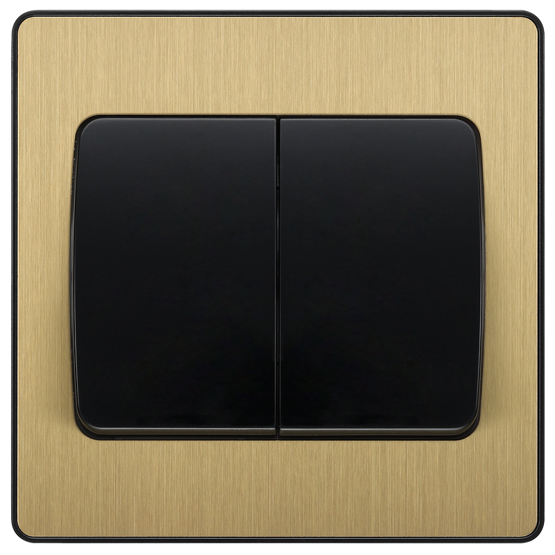 BG Electrical Evolve Satin Brass - Double, 2 way switch, wide rocker