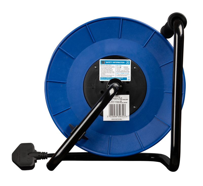Masterplug Work - 50m, 4 Sockets, 13A, Blue