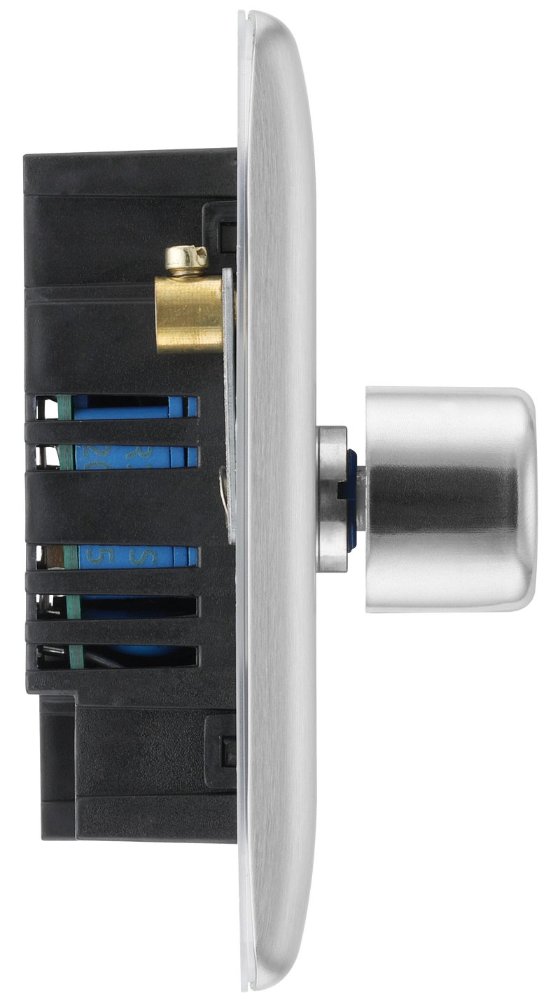 BG Electrical Nexus Metal Brushed Steel - Double, 2 way push 200W