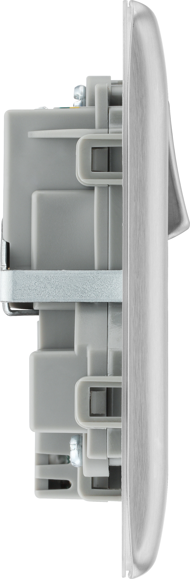 BG Electrical Nexus Metal Brushed Steel - Double switched single pole, with USB A + C (12W)