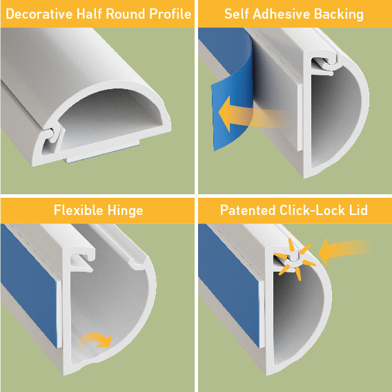 D-Line Trunking - 16x8mm White 3m Self Adhesive Length