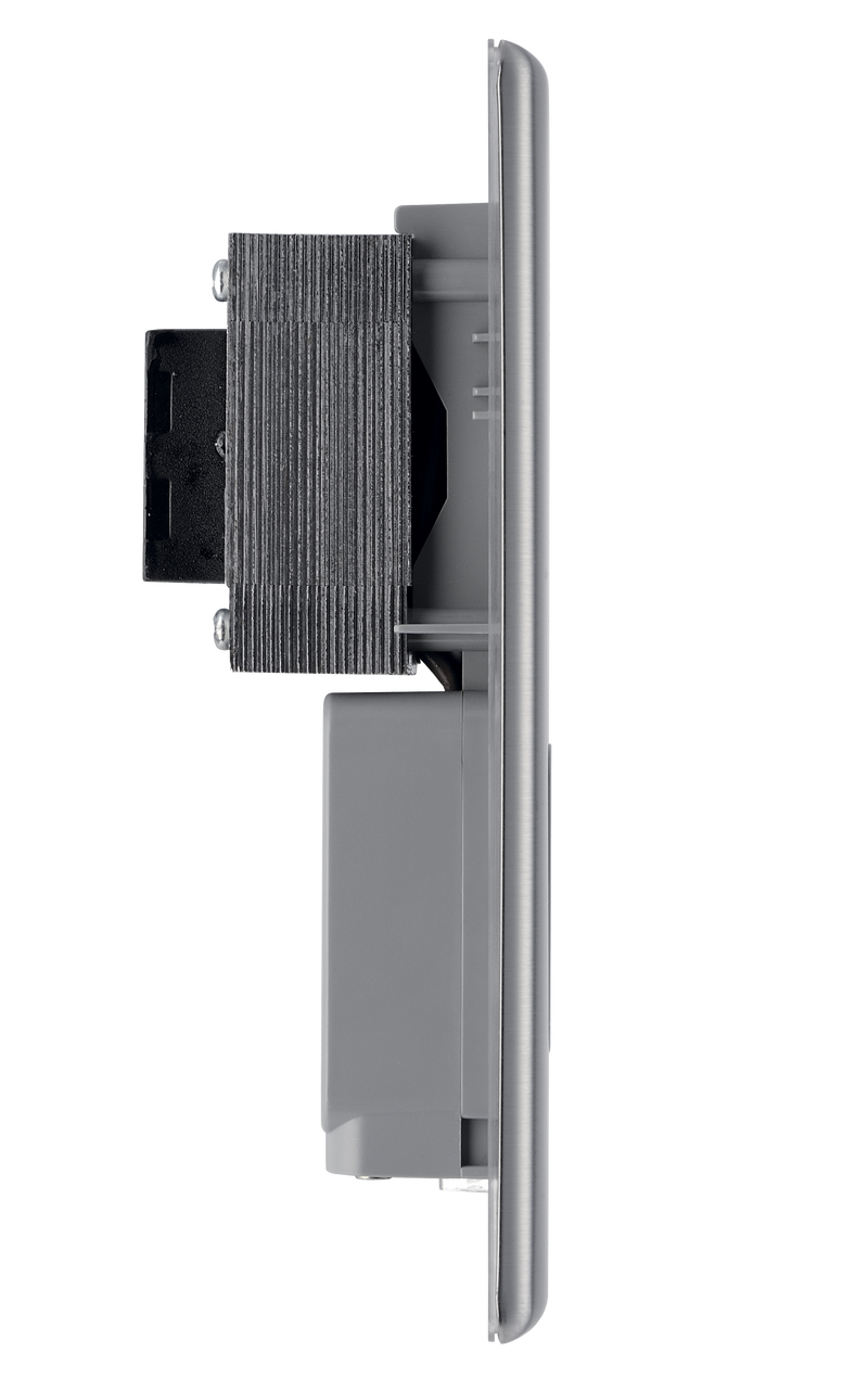 BG Electrical Nexus Metal Brushed Steel - 115/240V dual voltage shaver socket