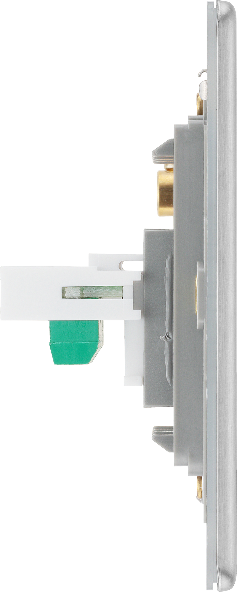 BG Electrical Flatplate Screwless Brushed Steel - Single, RJ11 telephone socket