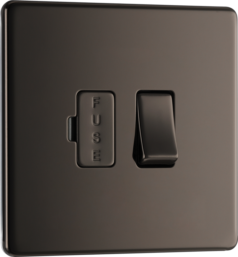 BG Electrical Flatplate Screwless Black Nickel - Switched and fused