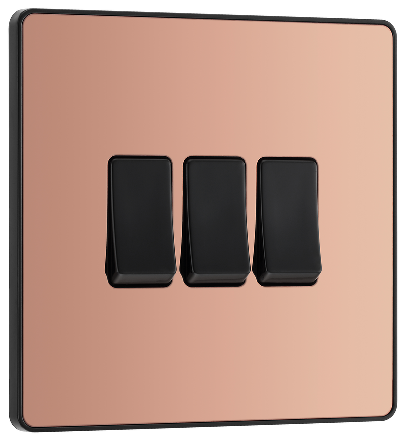 BG Electrical Evolve Polished Copper - Triple, 2 way switch