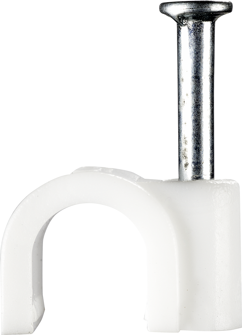 BG Electrical Contractor - Round cable clips, white, 5mm, 50pk