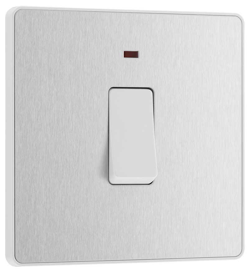 BG Electrical Evolve Brushed Steel - 20A, double pole, with indicator